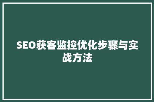 SEO获客监控优化步骤与实战方法