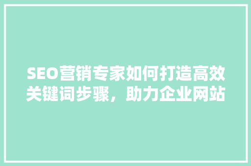 SEO营销专家如何打造高效关键词步骤，助力企业网站优化