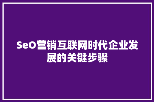 SeO营销互联网时代企业发展的关键步骤