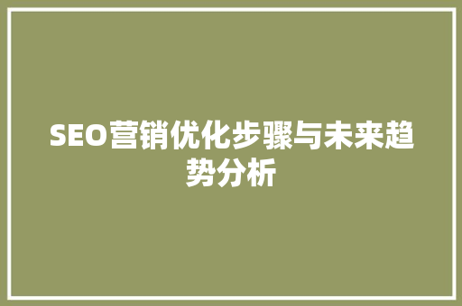 SEO营销优化步骤与未来趋势分析