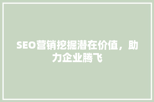 SEO营销挖掘潜在价值，助力企业腾飞