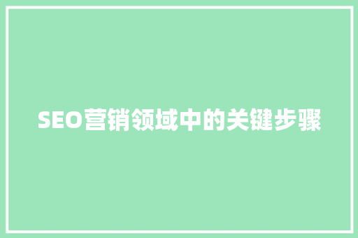 SEO营销领域中的关键步骤