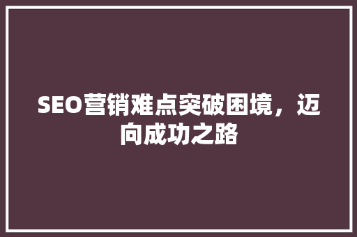 SEO营销难点突破困境，迈向成功之路