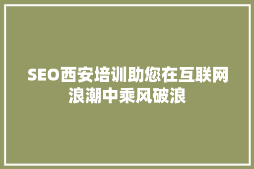 SEO西安培训助您在互联网浪潮中乘风破浪