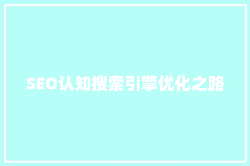 SEO认知搜索引擎优化之路