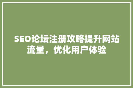 SEO论坛注册攻略提升网站流量，优化用户体验