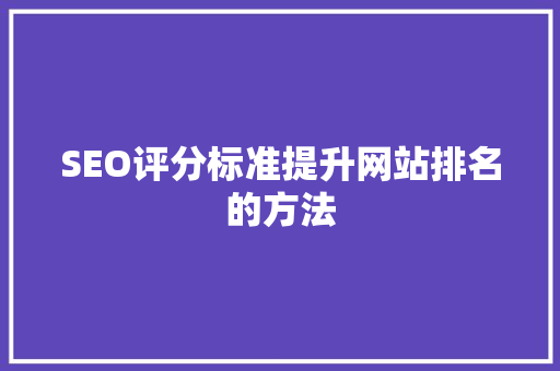 SEO评分标准提升网站排名的方法