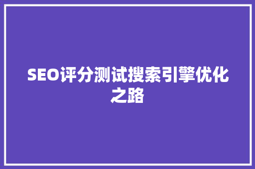 SEO评分测试搜索引擎优化之路