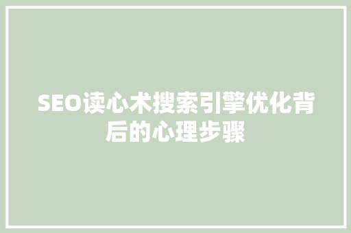 SEO读心术搜索引擎优化背后的心理步骤