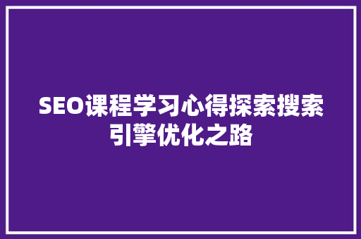 SEO课程学习心得探索搜索引擎优化之路