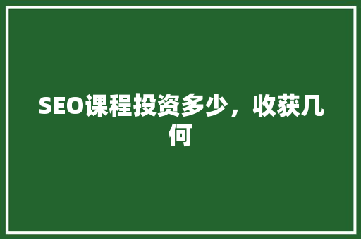 SEO课程投资多少，收获几何