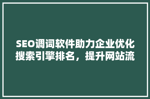 SEO调词软件助力企业优化搜索引擎排名，提升网站流量