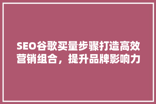 SEO谷歌买量步骤打造高效营销组合，提升品牌影响力