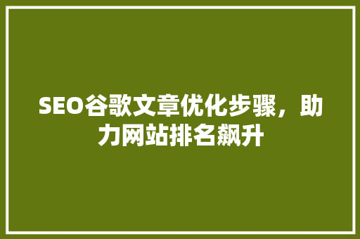 SEO谷歌文章优化步骤，助力网站排名飙升