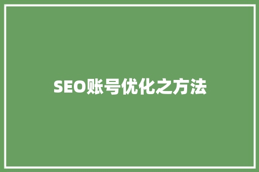 SEO账号优化之方法