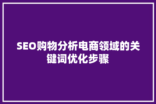 SEO购物分析电商领域的关键词优化步骤