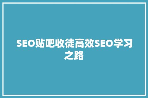 SEO贴吧收徒高效SEO学习之路