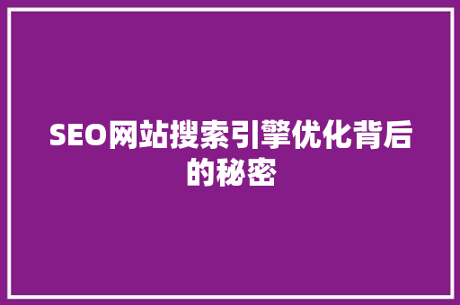 SEO网站搜索引擎优化背后的秘密