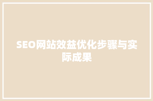 SEO网站效益优化步骤与实际成果