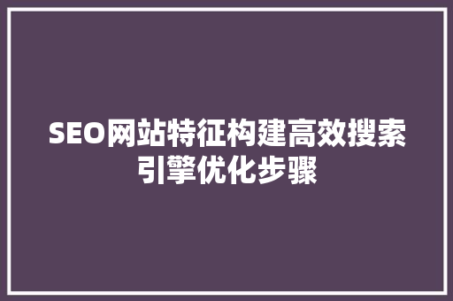 SEO网站特征构建高效搜索引擎优化步骤