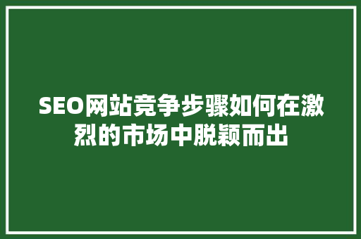 SEO网站竞争步骤如何在激烈的市场中脱颖而出