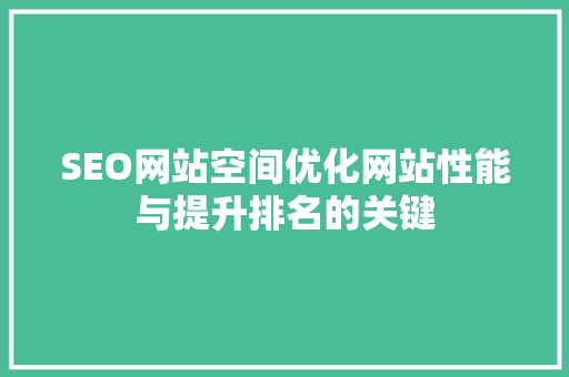 SEO网站空间优化网站性能与提升排名的关键