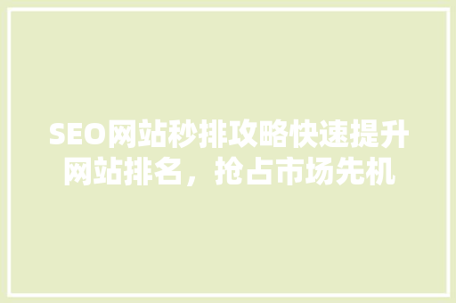 SEO网站秒排攻略快速提升网站排名，抢占市场先机