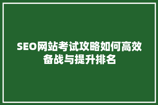 SEO网站考试攻略如何高效备战与提升排名