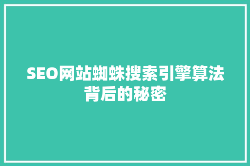 SEO网站蜘蛛搜索引擎算法背后的秘密