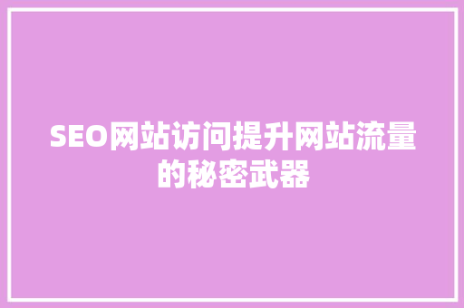 SEO网站访问提升网站流量的秘密武器