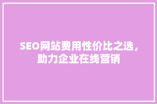 SEO网站费用性价比之选，助力企业在线营销