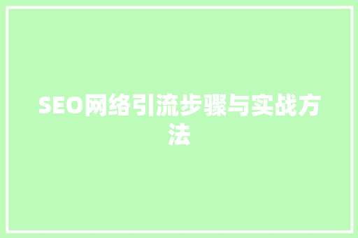 SEO网络引流步骤与实战方法