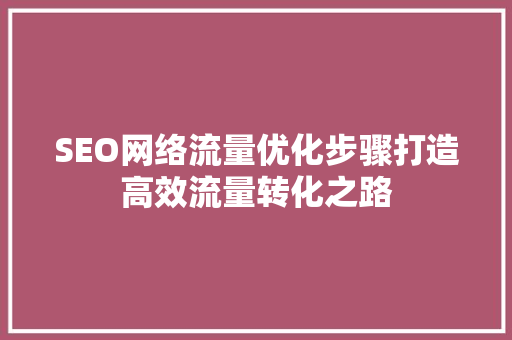 SEO网络流量优化步骤打造高效流量转化之路