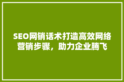 SEO网销话术打造高效网络营销步骤，助力企业腾飞