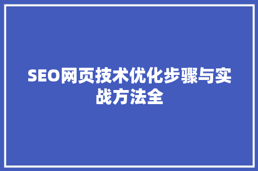 SEO网页技术优化步骤与实战方法全