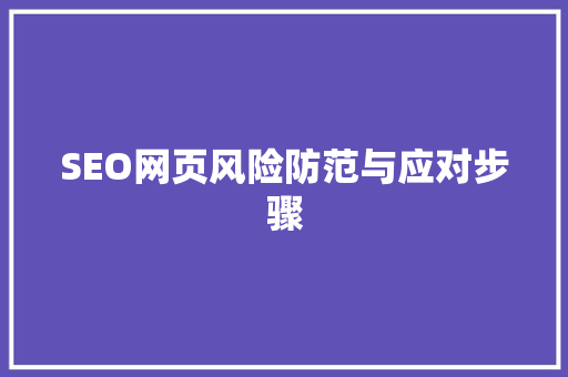 SEO网页风险防范与应对步骤