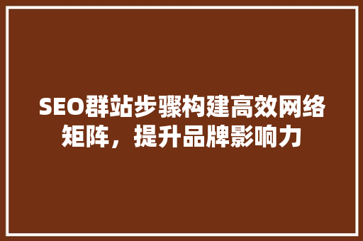 SEO群站步骤构建高效网络矩阵，提升品牌影响力