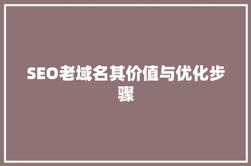 SEO老域名其价值与优化步骤