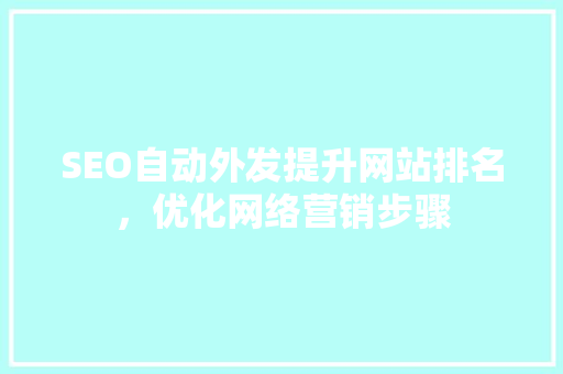 SEO自动外发提升网站排名，优化网络营销步骤