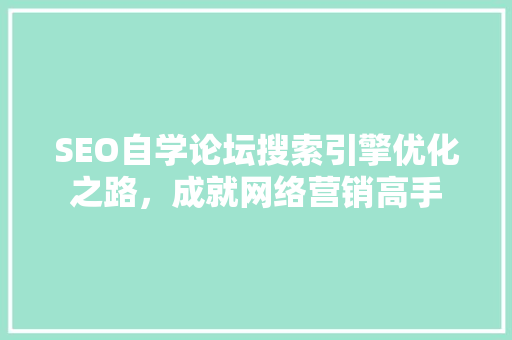 SEO自学论坛搜索引擎优化之路，成就网络营销高手