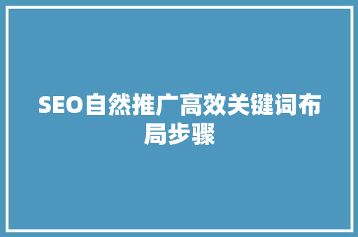 SEO自然推广高效关键词布局步骤