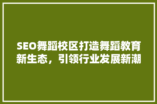 SEO舞蹈校区打造舞蹈教育新生态，引领行业发展新潮流