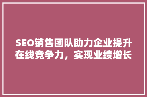 SEO销售团队助力企业提升在线竞争力，实现业绩增长新突破