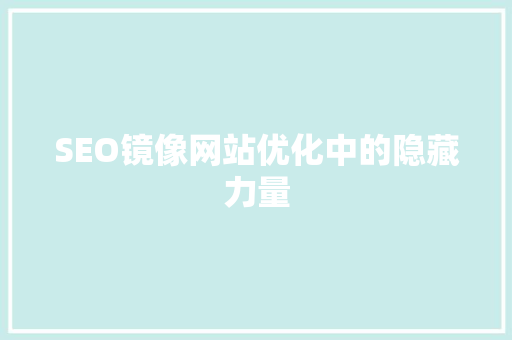 SEO镜像网站优化中的隐藏力量