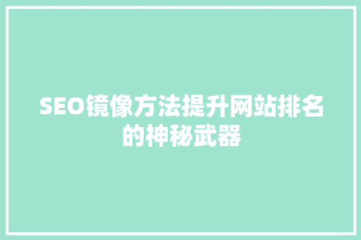 SEO镜像方法提升网站排名的神秘武器