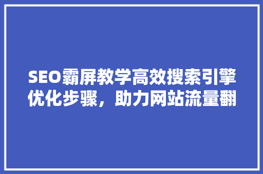 SEO霸屏教学高效搜索引擎优化步骤，助力网站流量翻倍