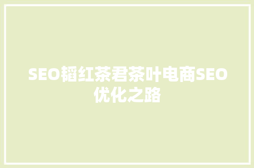 SEO韬红茶君茶叶电商SEO优化之路