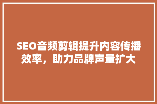 SEO音频剪辑提升内容传播效率，助力品牌声量扩大