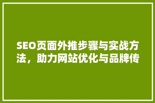 SEO页面外推步骤与实战方法，助力网站优化与品牌传播