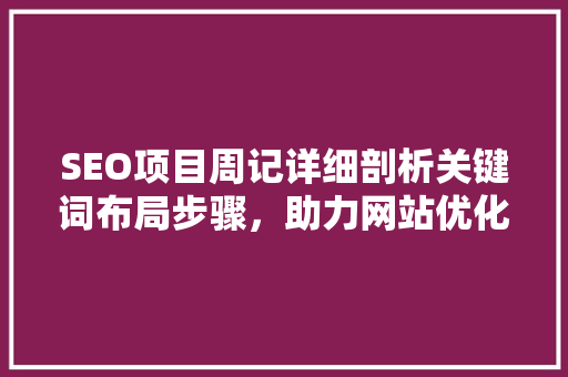 SEO项目周记详细剖析关键词布局步骤，助力网站优化